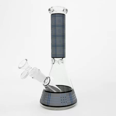 10" Glass Beaker Bong with Rectangle Print Design