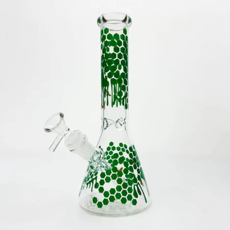 10" Glass Beaker Bong with Honeybee Design